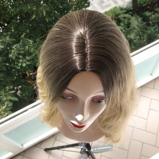 Ankara Kızılay Fiber Sentetik Peruk Uzun Dalgalı Kumral Dore Sarı Ombre