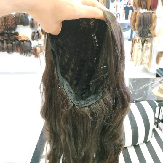 Ankara Kızılay Fiber Sentetik Peruk Uzun Dalgalı Kestane