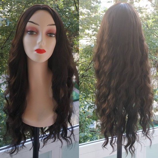 Ankara Kızılay Fiber Sentetik Peruk Uzun Dalgalı Kestane