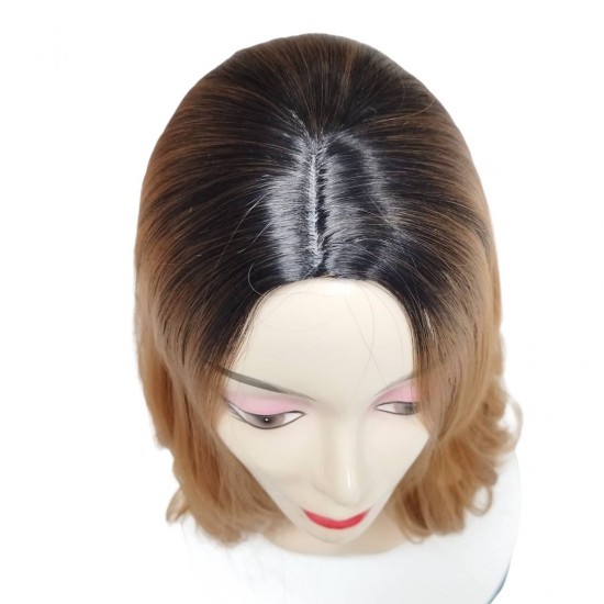 Ankara Fiber Sentetik Peruk Dalgalı Uzun Boy Siyah Bakır Ombre