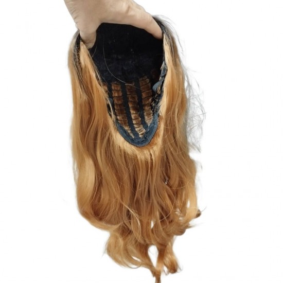 Ankara Fiber Sentetik Peruk Dalgalı Uzun Boy Siyah Bakır Ombre