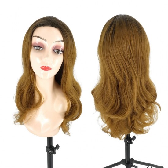 Ankara Fiber Sentetik Peruk Dalgalı Uzun Boy Koyu Kumral Karamel Ombreli