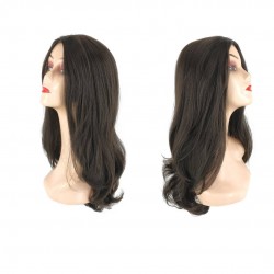 Ankara Fiber Sentetik Peruk Dalgalı Uzun Boy Koyu Kestane