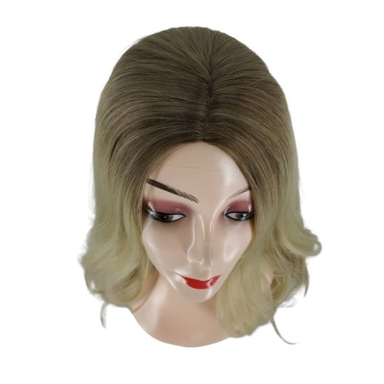 Ankara Fiber Sentetik Peruk Dalgalı Uzun Boy Kumral Koyu Platin Ombreli