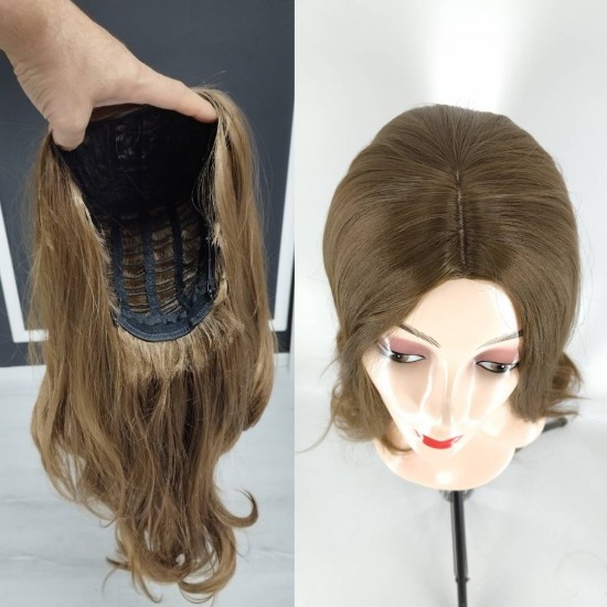 Ankara Fiber Sentetik Peruk Dalgalı Uzun Boy Açık Kumral