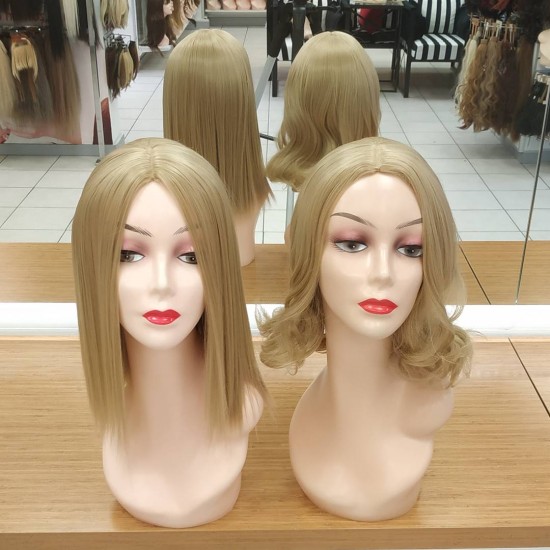 Orta Model Ankara Bayan Fiber Sentetik Peruk Açık Dore Sarı