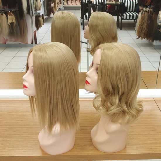 Orta Model Ankara Bayan Fiber Sentetik Peruk Açık Dore Sarı