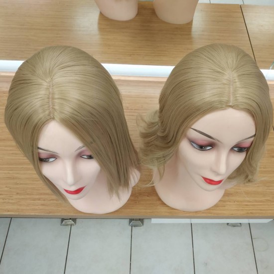 Orta Model Ankara Bayan Fiber Sentetik Peruk Açık Dore Sarı