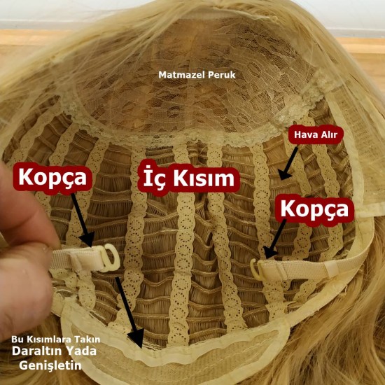 Orta Model Ankara Bayan Fiber Sentetik Peruk Açık Dore Sarı