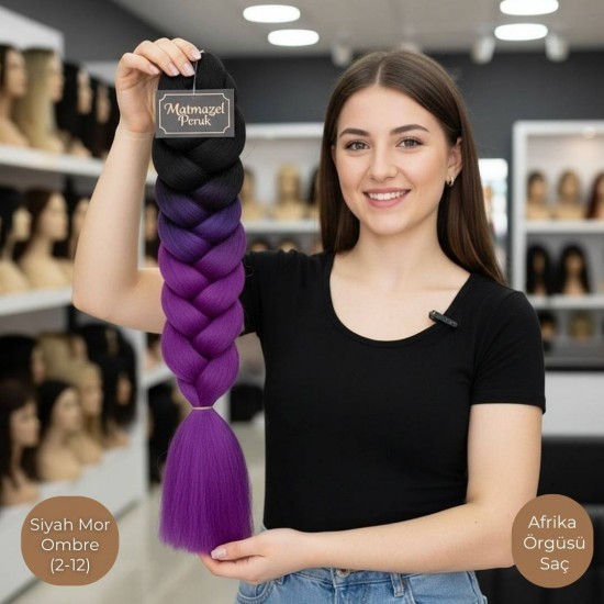 Ankara Afrika Örgüsü Saç Siyah Mor Ombre 165 Gram
