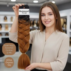 Ankara Afrika Örgüsü Saç Siyah Koyu Karamel Ombre 165 Gram