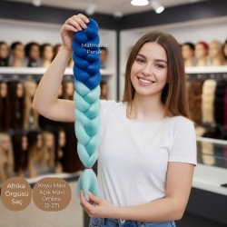 Ankara Afrika Örgüsü Saç Koyu Mavi Açık Mavi Ombre 165 Gram