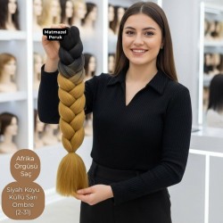 Ankara Afrika Örgüsü Saç Siyah Koyu Küllü Sarı Ombre 165 Gram
