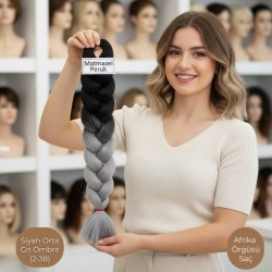 Ankara Afrika Örgüsü Saç Siyah Orta Gri Ombre 165 Gram