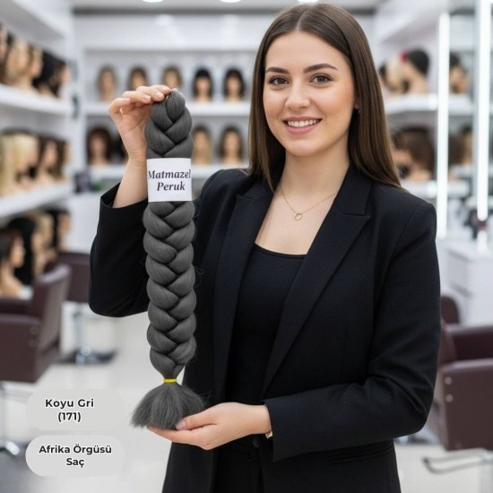 Ankara Afrika Örgüsü Saç Koyu Gri 165 Gram