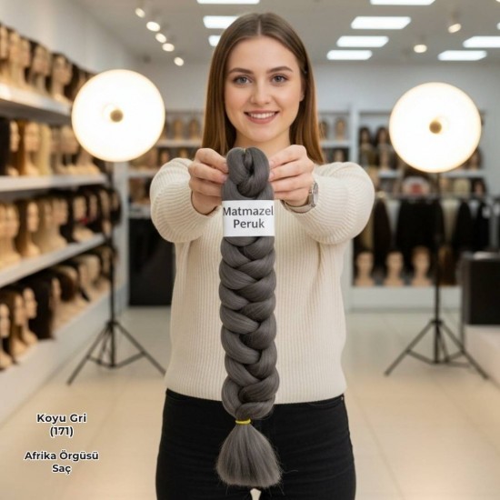 Ankara Afrika Örgüsü Saç Koyu Gri 165 Gram