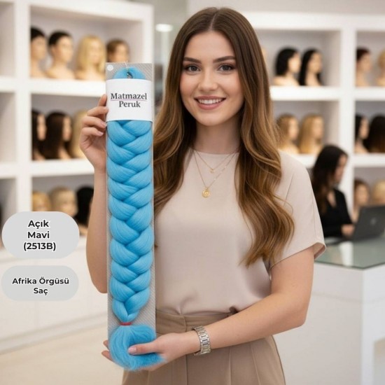 Ankara Afrika Örgüsü Saç Açık Mavi 165 Gram