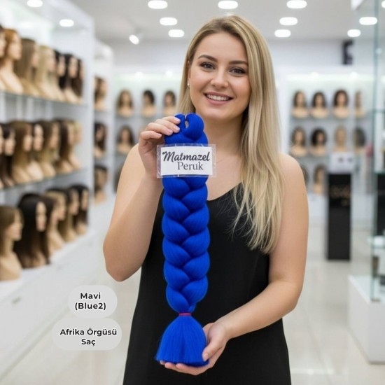 Ankara Afrika Örgüsü Saç Mavi 165 Gram