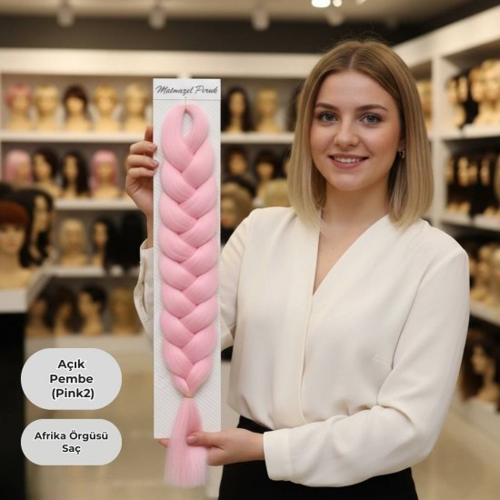 Ankara Afrika Örgüsü Saç Açık Pembe 165 Gram