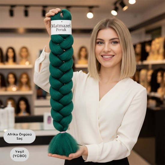 Ankara Afrika Örgüsü Saç Yeşil 165 Gram