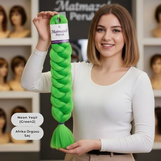 Ankara Afrika Örgüsü Saç Neon Yeşil 165 Gram