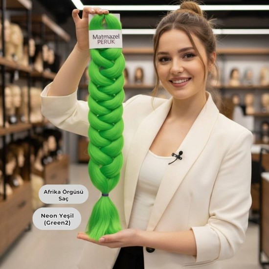 Ankara Afrika Örgüsü Saç Neon Yeşil 165 Gram