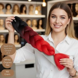 Ankara Afrika Örgüsü Saç Siyah Kızıl Açık Kızıl Ombre 165 Gram