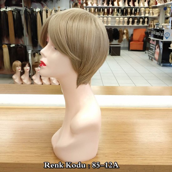 Kısa Fiber Sentetik Peruk Ankara Küllü Platin Renk