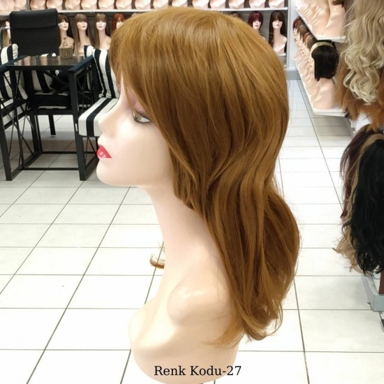 Orta Model Ankara Bayan Fiber Sentetik Peruk Karamel