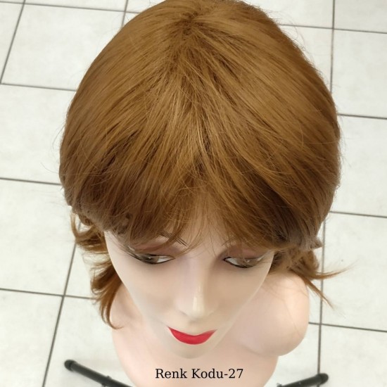 Orta Model Ankara Bayan Fiber Sentetik Peruk Karamel