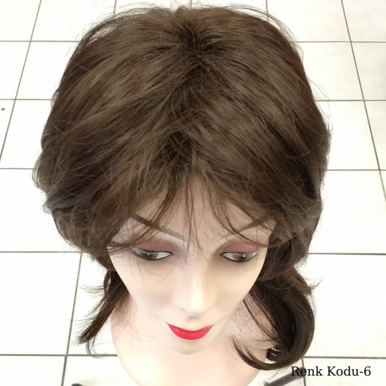 Orta Model Ankara Bayan Fiber Sentetik Peruk Koyu Kumral Renk