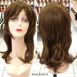 Orta Model Ankara Bayan Fiber Sentetik Peruk Kumral Renk