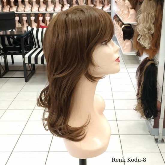 Orta Model Ankara Bayan Fiber Sentetik Peruk Kumral Renk