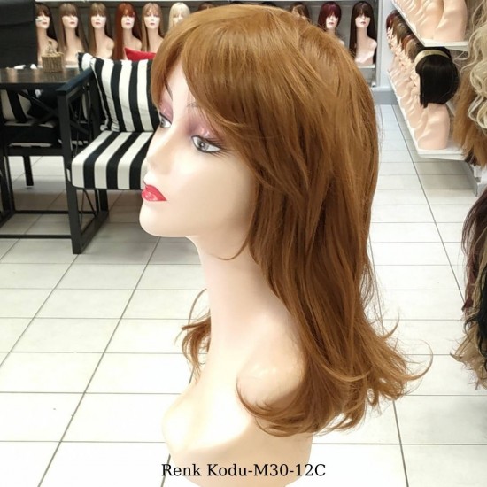 Orta Model Ankara Bayan Fiber Sentetik Peruk Bakır Kumral