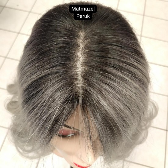 Ankara Peruk Tepe Kısmı Deri Görünümlü Gerçek Saç İpek Taban Peruk