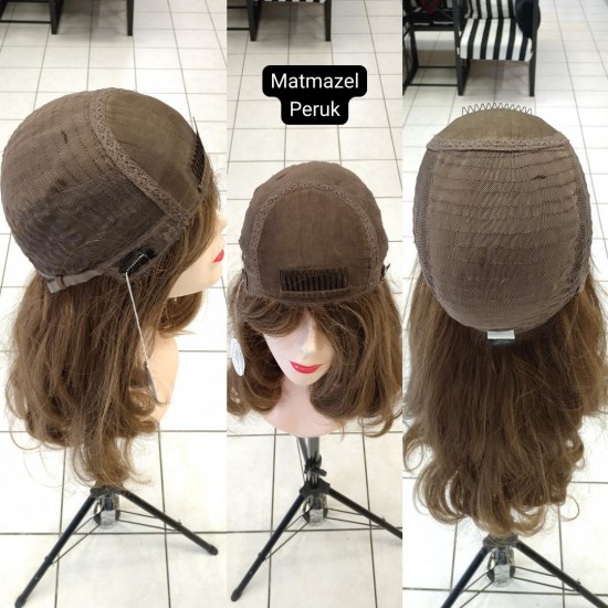 Yurt Dışı Gerçek Saç Peruk Tepe Kısmı Deri Görünümlü Bayan Peruk-1