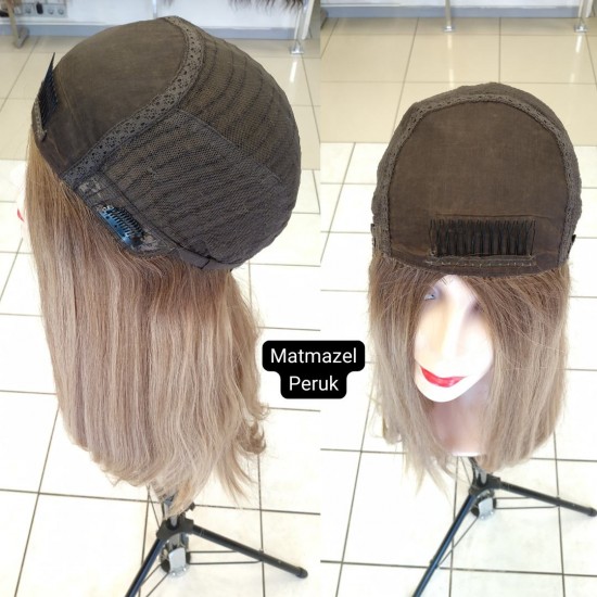 Yurt Dışı Gerçek Saç Peruk Tepe Kısmı Deri Görünümlü Bayan Peruk-3