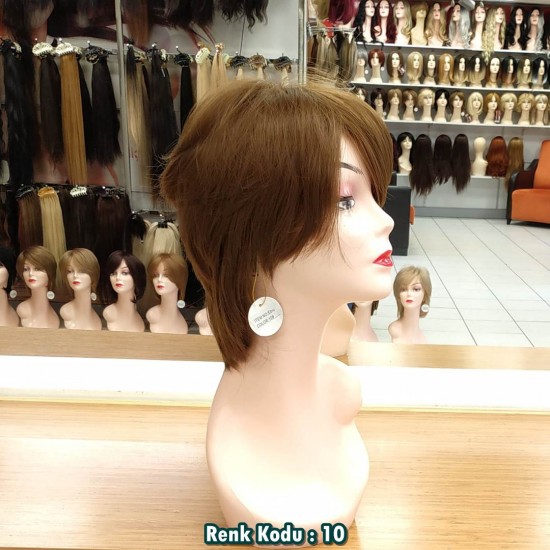 Ankara Kızılay Fiber Sentetik Peruk Kısa Açık Kumral Ebru Model