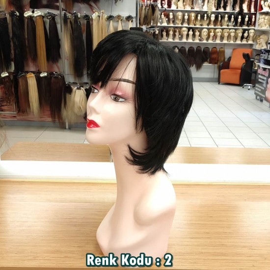 Ankara Kızılay Fiber Sentetik Peruk Kısa Siyah Ebru Model