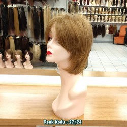 Ankara Kızılay Fiber Sentetik Peruk Kısa Açık Karamel Küllü Sarı Ebru Model