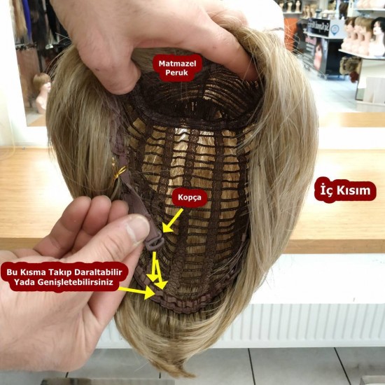 Ankara Kızılay Fiber Sentetik Peruk Kısa Açık Karamel Küllü Sarı Ebru Model