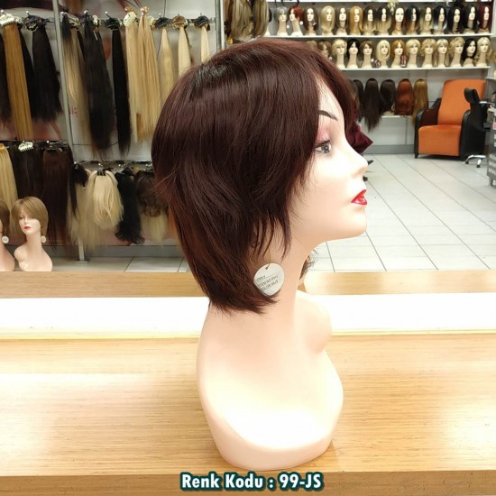 Ankara Kızılay Fiber Sentetik Peruk Kısa Koyu Çikolata Kahve Ebru Model