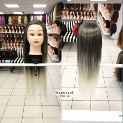 Eğitim Mankeni Fiber Sentetik Koyu Kumral Platin Ombre 65 Cm 