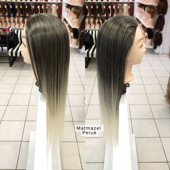 Eğitim Mankeni Fiber Sentetik Koyu Kumral Platin Ombre 65 Cm