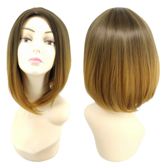 Ankara Kızılay Kaliteli Fiber Sentetik Peruk Koyu Kumral Karamel Ombre Kısa Küt