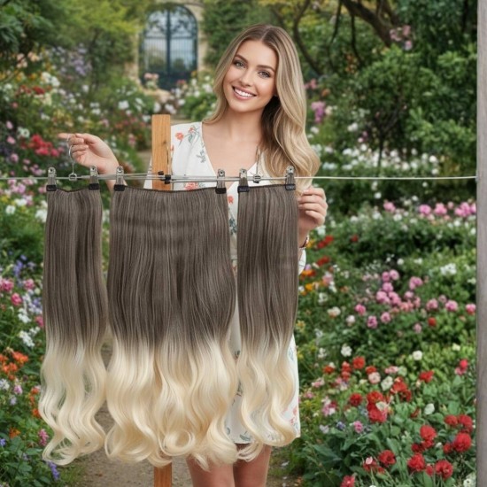 Yarımay Postiş Ankara 3'lü Set 1 Adet Yarımay 2 Adet Yan Çıtçıt Küllü Kumral Platin Ombre