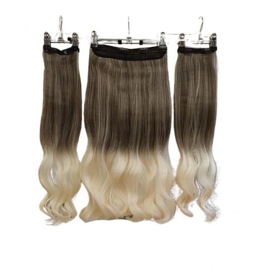 Yarımay Postiş Ankara 3'lü Set 1 Adet Yarımay 2 Adet Yan Çıtçıt Küllü Kumral Platin Ombre