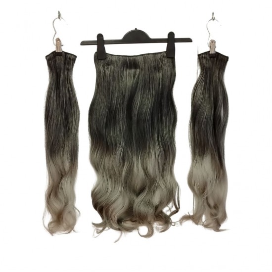 Yarımay Postiş Ankara 3'lü Set 1 Adet Yarımay 2 Adet Yan Çıtçıt Siyah Koyu Gri Ombre