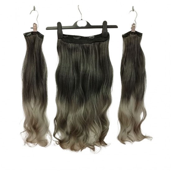 Yarımay Postiş Ankara 3'lü Set 1 Adet Yarımay 2 Adet Yan Çıtçıt Siyah Koyu Gri Ombre