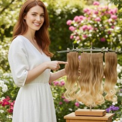 Yarımay Postiş Ankara 3'lü Set 1 Adet Yarımay 2 Adet Yan Çıtçıt Açık Karamel Dore Sarı Ombre